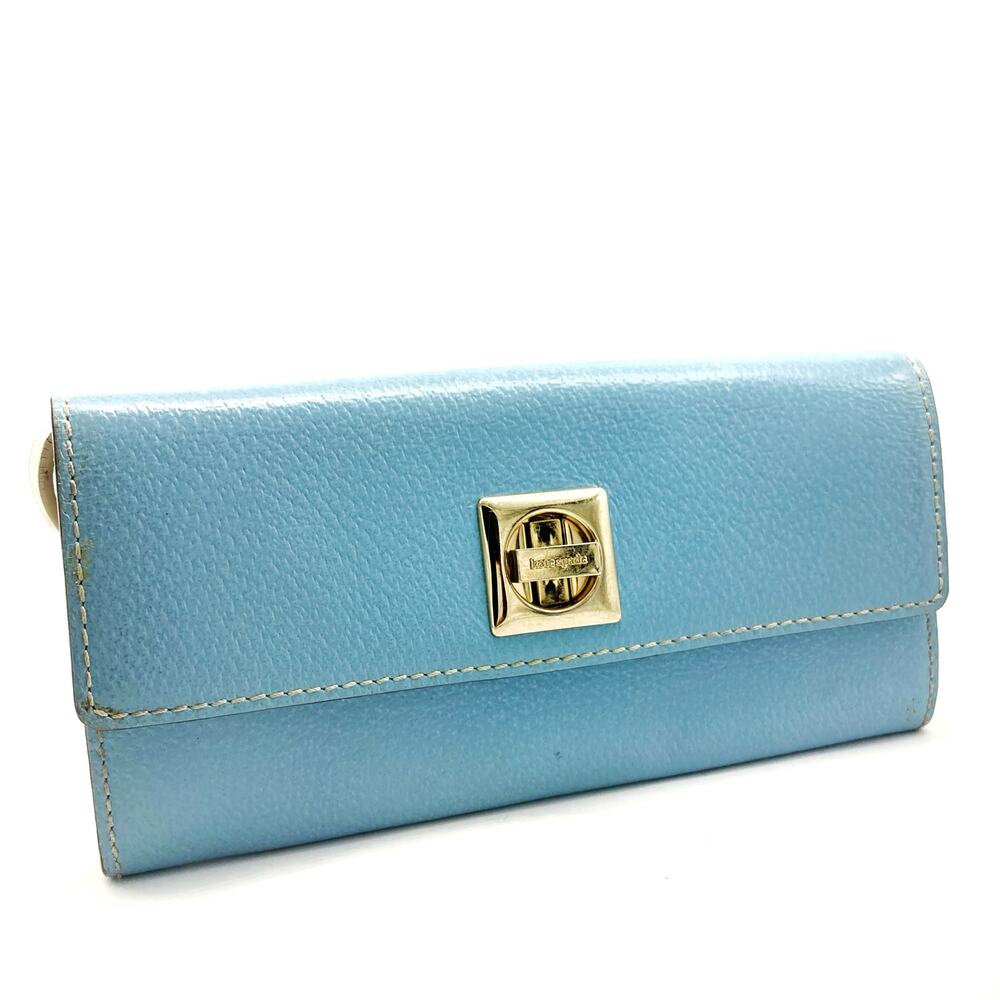 Kate Spade Baby Blue Pebbled Leather Wallet w/ Turnlock | Y2K Cool Girl Revival